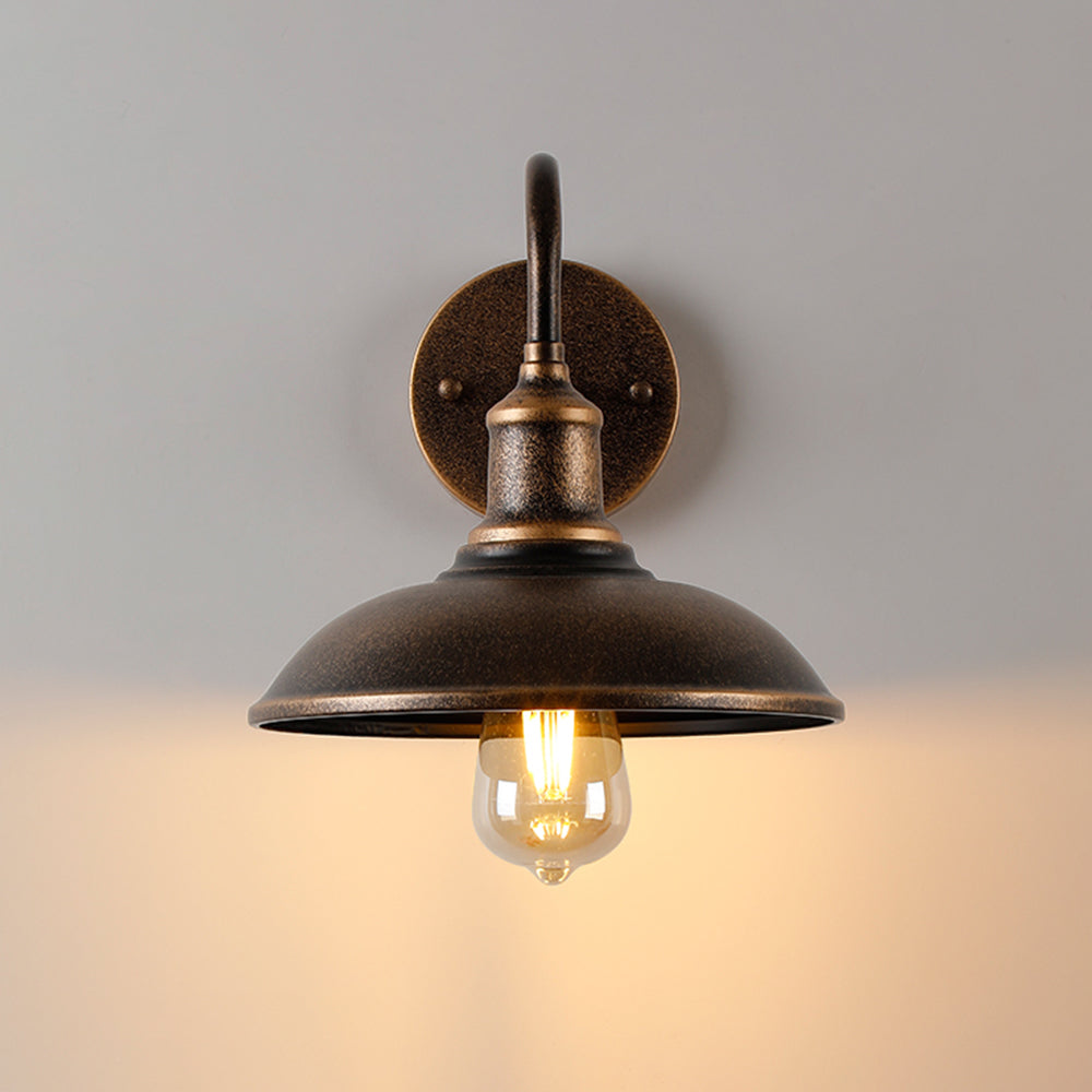 Antique Brass Gooseneck Barn Wall Light Faera - Backplate Detail