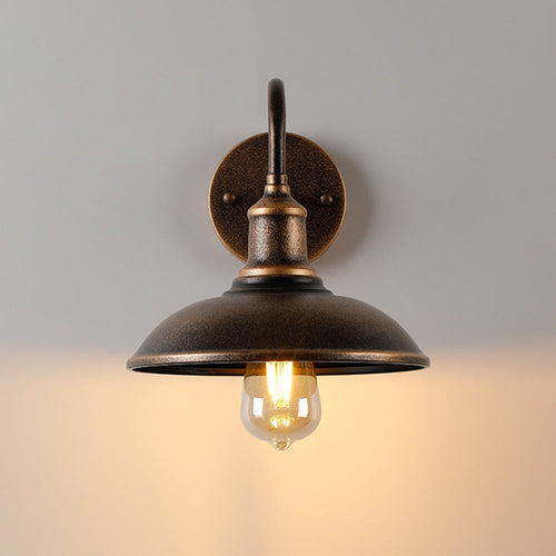 Antique Brass Gooseneck Barn Wall Light Faera - Backplate Detail