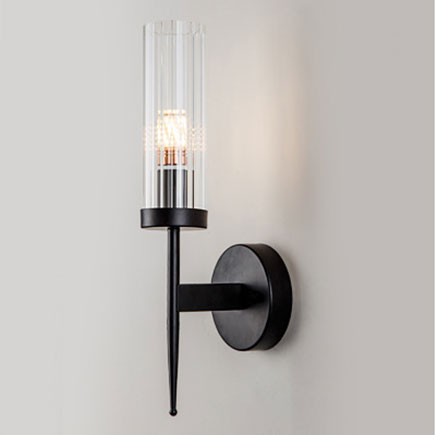 Ribbed Glass Aluminum Wall Sconce Aslon – Lifestyle View 2