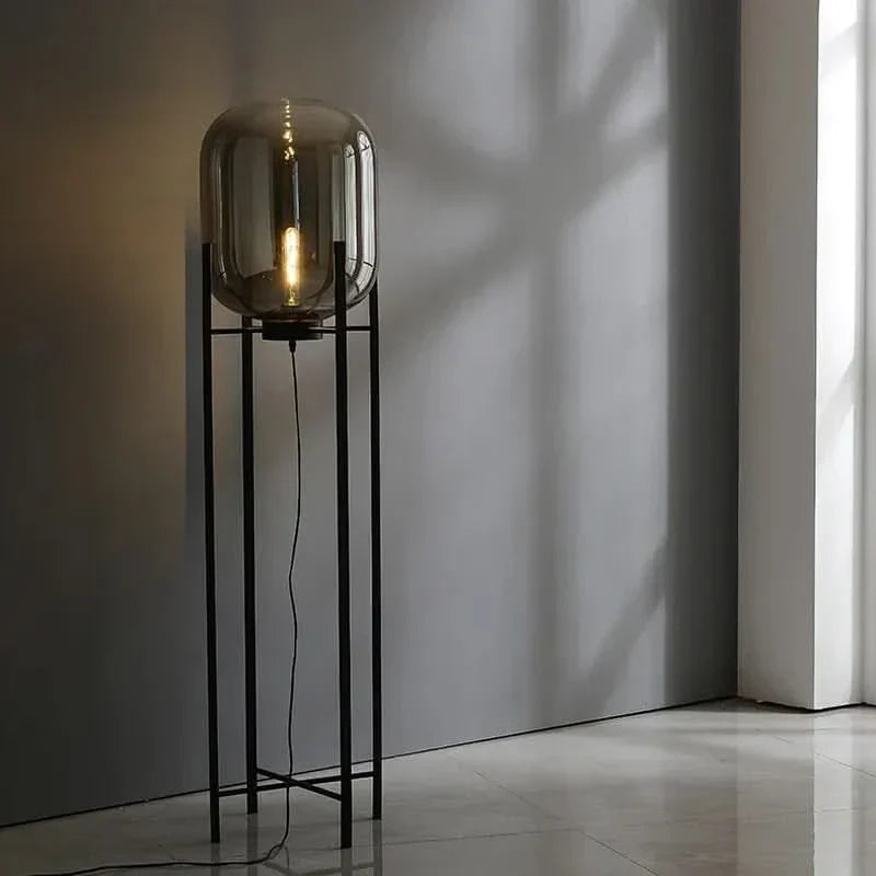 Smoked Glass Globe Floor Lamp Crucero – Hero Shot