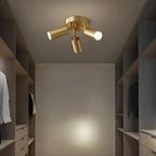 Brushed Gold Pivoting Spotlight Ceiling Light Dirvex – 3-Arm in a walk-in wardrobe