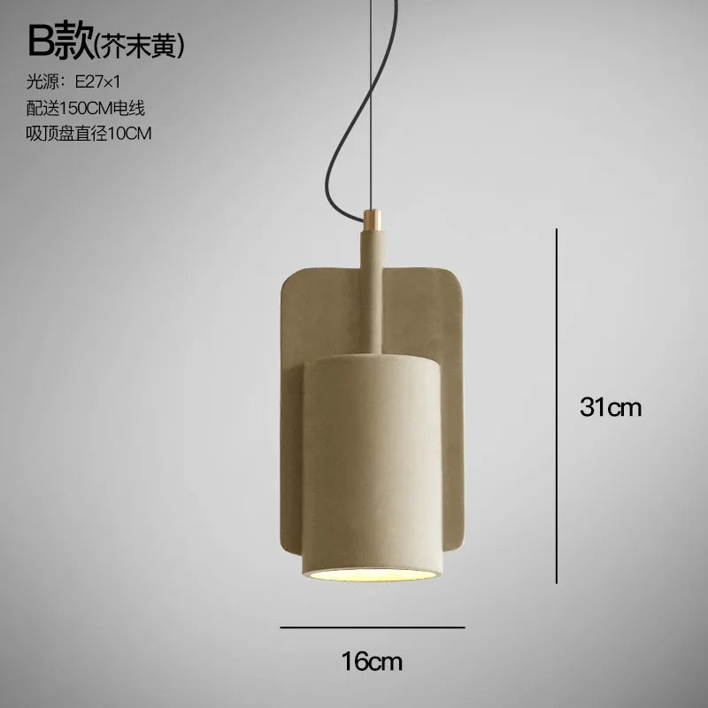 Nordic Industrial Geometric Pendant Light – Kvaelindra – Tall Cylinder – Mustard Yellow
