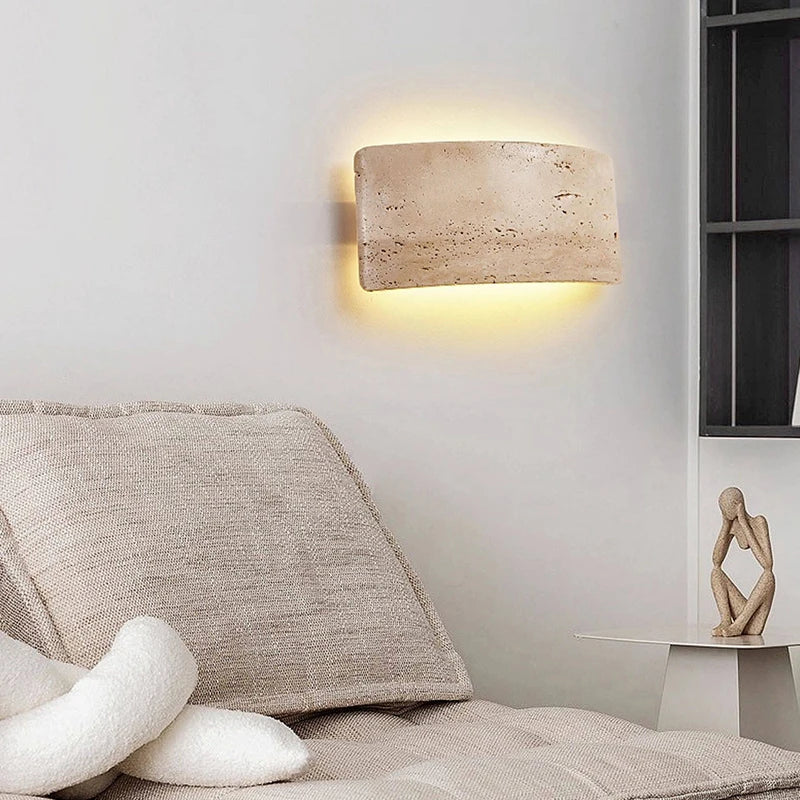 Wabi-Sabi Travertine Stone Wall Sconce – Emondra