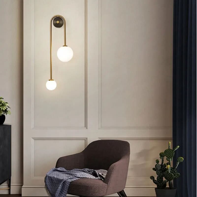 Art Deco Frosted Glass Twin Globe Wall Sconce Anorix – Lifestyle View 4