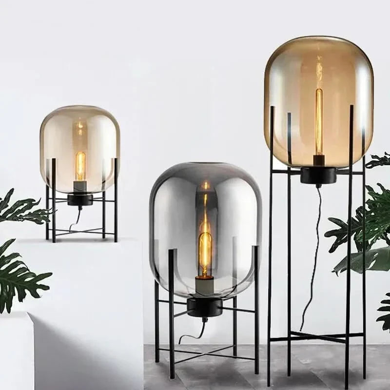 Smoked Glass Globe Floor Lamp Crucero – Lifestyle View 3