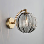 Brass Arc Coloured Glass Globe Wall Sconce Velori – Smoky Grey Detail