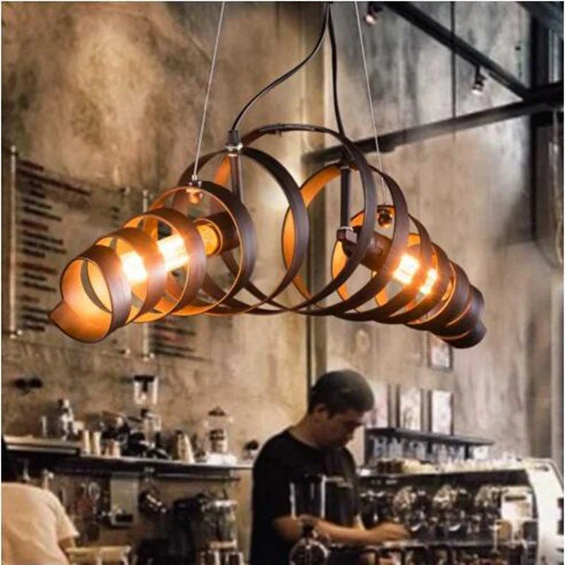 Industrial Spiral Metal Pendant Puaeloria – Lifestyle View 2