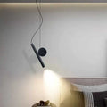 Sculptural Aluminum Rod and Disc Pendant Light Dalneth – Black Finish Bedside