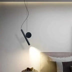 Sculptural Aluminum Rod and Disc Pendant Light Dalneth – Black Finish Bedside