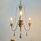 French Country Wood Bead Chandelier Iaron – Lifestyle, 3 Lights Weathered Grey