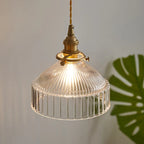 Ribbed Glass Flat Cone Pendant Light – Bcelindra – Product Detail 5