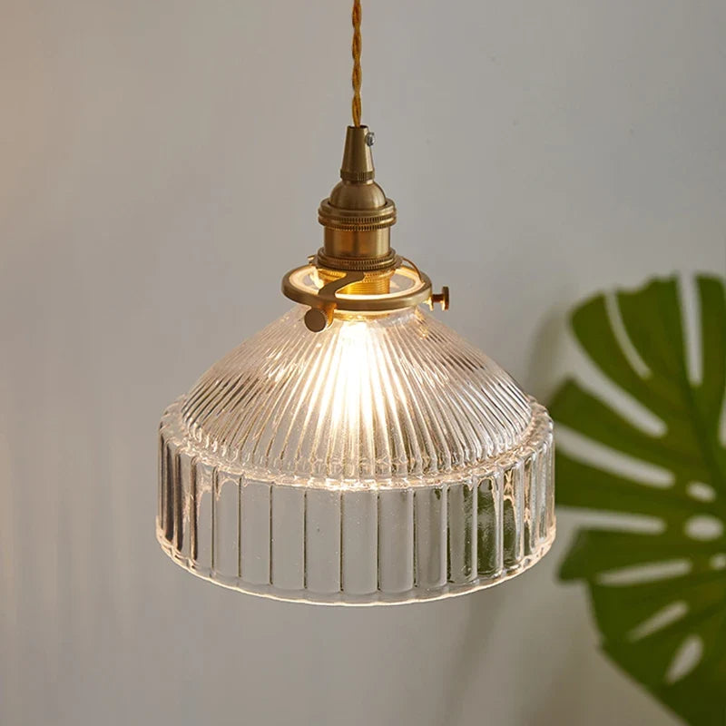 Ribbed Glass Flat Cone Pendant Light – Bcelindra – Product Detail 5