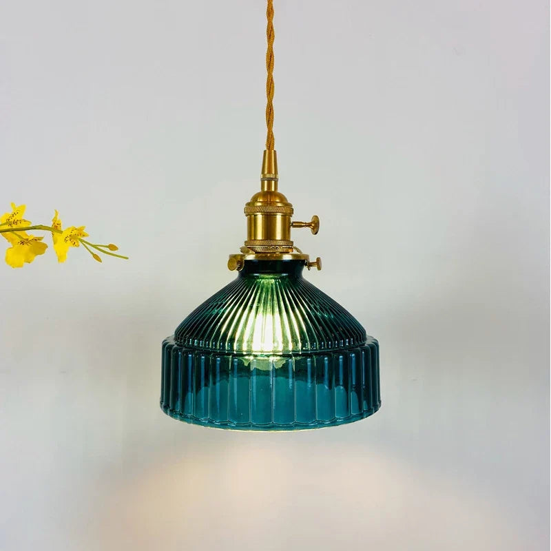 Ribbed Glass Flat Cone Pendant Light – Bcelindra – Hero Shot