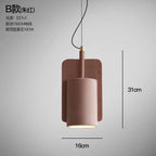 Nordic Industrial Geometric Pendant Light – Kvaelindra – Tall Cylinder – Vermilion Red