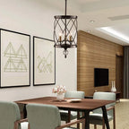 Vintage Wire Cage Drum Chandelier Kuvelora – Black, Dining Room Lifestyle