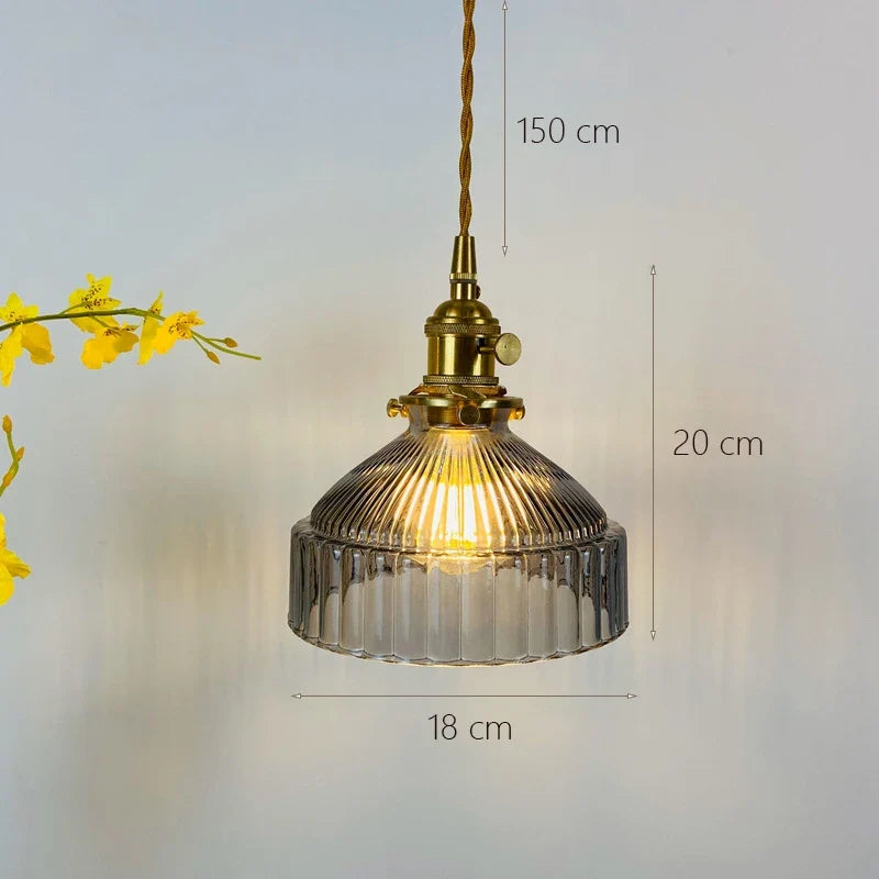 Ribbed Glass Flat Cone Pendant Light – Bcelindra – Product Detail 7