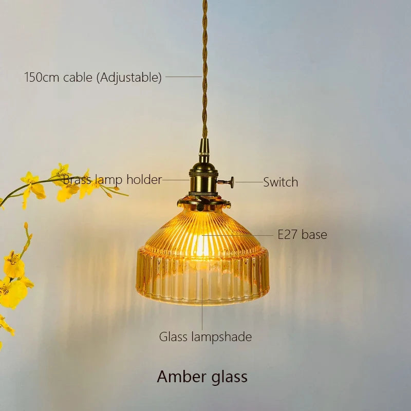 Ribbed Glass Flat Cone Pendant Light – Bcelindra – Lifestyle View 4