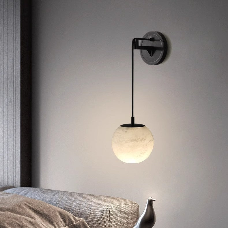 Alabaster Marble Swing-Arm Wall Sconce Torello - Black, Hero Shot