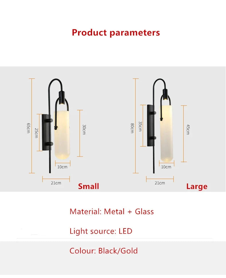 Arched Glass-Tube Wall Sconce Galvex – Small vs Large Dimensions