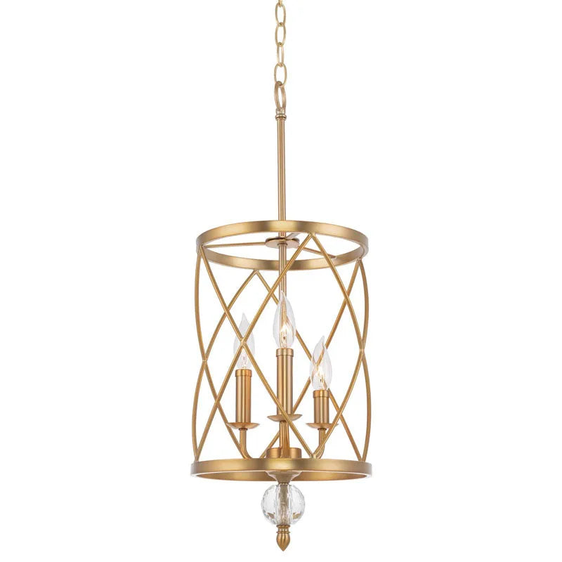 Vintage Wire Cage Drum Chandelier Kuvelora – Gold Finish, Studio View