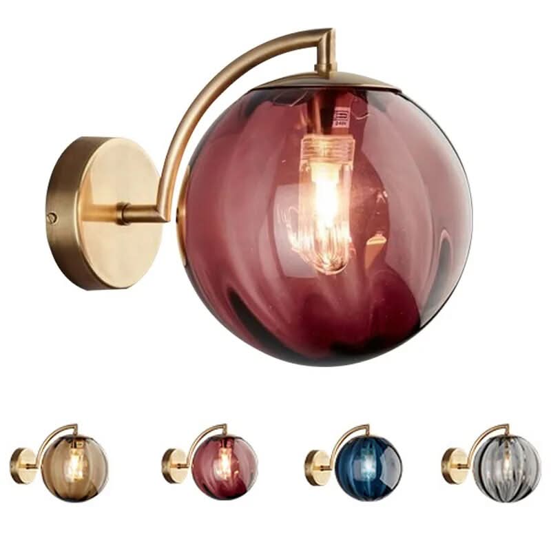 Brass Arc Coloured Glass Globe Wall Sconce Velori – All Four Colours