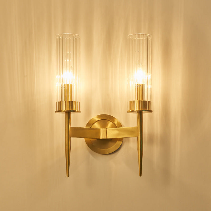 Ribbed Glass Aluminum Wall Sconce Aslon – Product Detail 6