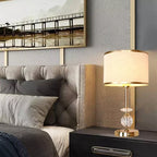 Gold Crystal-Accent Table Lamp Celendor – Bedside Lifestyle