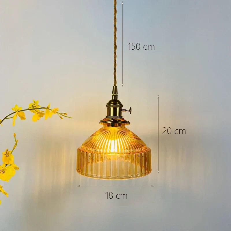 Ribbed Glass Flat Cone Pendant Light – Bcelindra – Product Detail 6