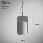 Nordic Industrial Geometric Pendant Light – Kvaelindra – Tall Cylinder – Cement Gray