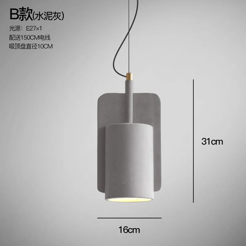 Nordic Industrial Geometric Pendant Light – Kvaelindra – Tall Cylinder – Cement Gray