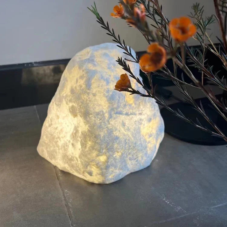 Lumeroc stone-effect lamp as an indoor tabletop accent light