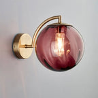 Brass Arc Coloured Glass Globe Wall Sconce Velori – Red Detail