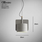 Nordic Industrial Geometric Pendant Light – Kvaelindra – Stepped Drum – Cement Gray
