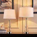 Orindel crystal column table lamps shown in small and large sizes side by side
