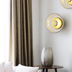 Layered Glass Disc Brass Wall Sconce Orbivex – Lifestyle View 4