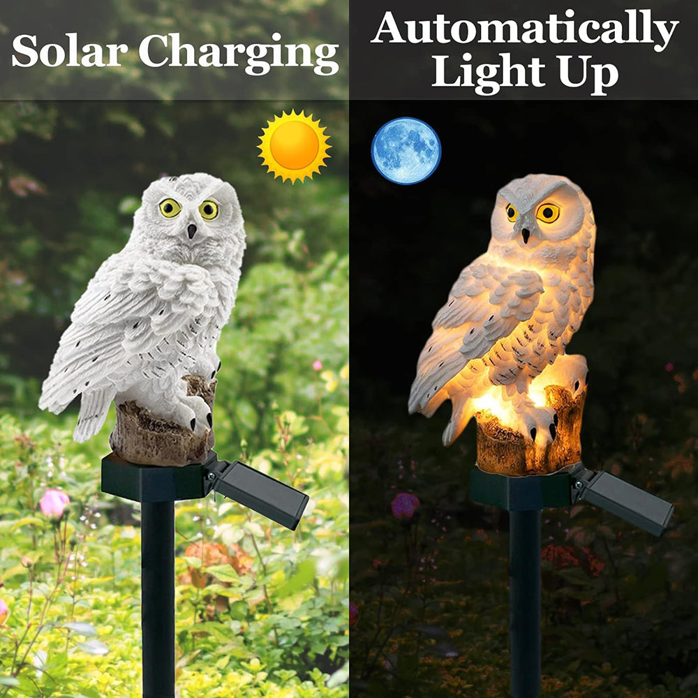 Sculptural Owl Solar Garden Light Hiboux – Lifestyle View 4