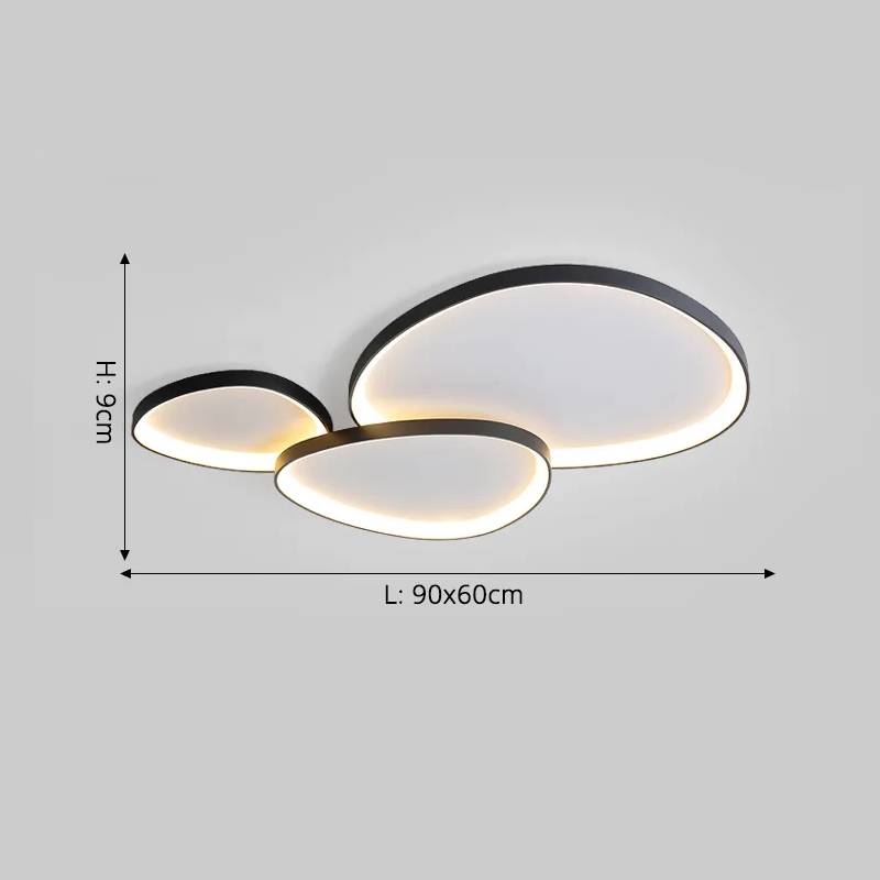 Organic Aluminum Pebble Ceiling Light Lithora – Black, 110cm