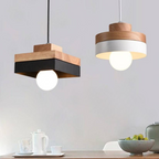 Scandinavian Wood & Metal Pendant Light Eldon – Round and Square Together