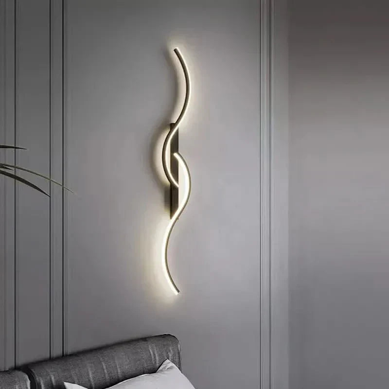 Serpentine Wave Aluminum LED Wall Sconce Aspira – Lifestyle View 4