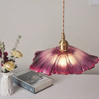 Hand-Blown Floral Glass Pendant Light Caprix – Purple, Styled Lifestyle Detail