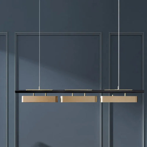 Cavero Linear Pendant Light – Matte Black & Brushed Brass, Lifestyle View
