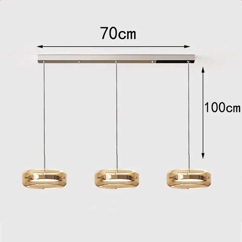 Bsaelix pendant chandelier – Amber, 3 Lights configuration, dimensions