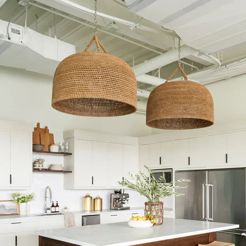 Organic Wicker Orb Pendant Light Zelvyn – Lifestyle View 3