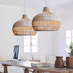 Nordic Rattan Drum Pendant Light Etavorn – Lifestyle View 4