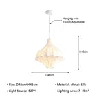 Ethereal Silk Dome Pendant Light Helvantis – Tall Dome Size Diagram