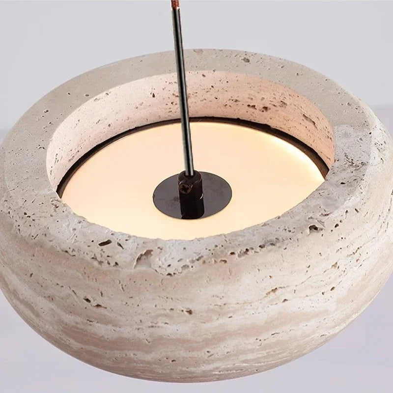 Travertine Ring Pendant Light – Anelith – Lifestyle View 4
