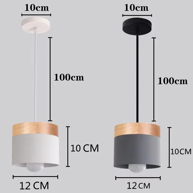 Scandinavian Wood-Cap Cylinder Pendant Light Wtaelindra – Dimensions
