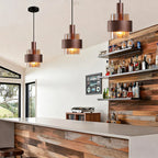 Modern Bronze Metal Cylinder Pendant Light Laevrix – Trio Over Home Bar