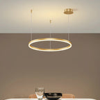 Contemporary Aluminium Ring Pendant Light Canorus – Gold Finish, Single Ring Detail