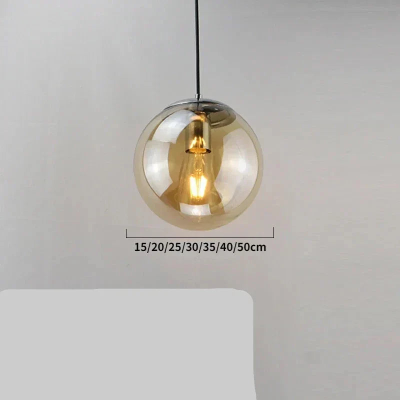 Warm Amber Glass Metal Pendant Light Corvane – Product Detail 15